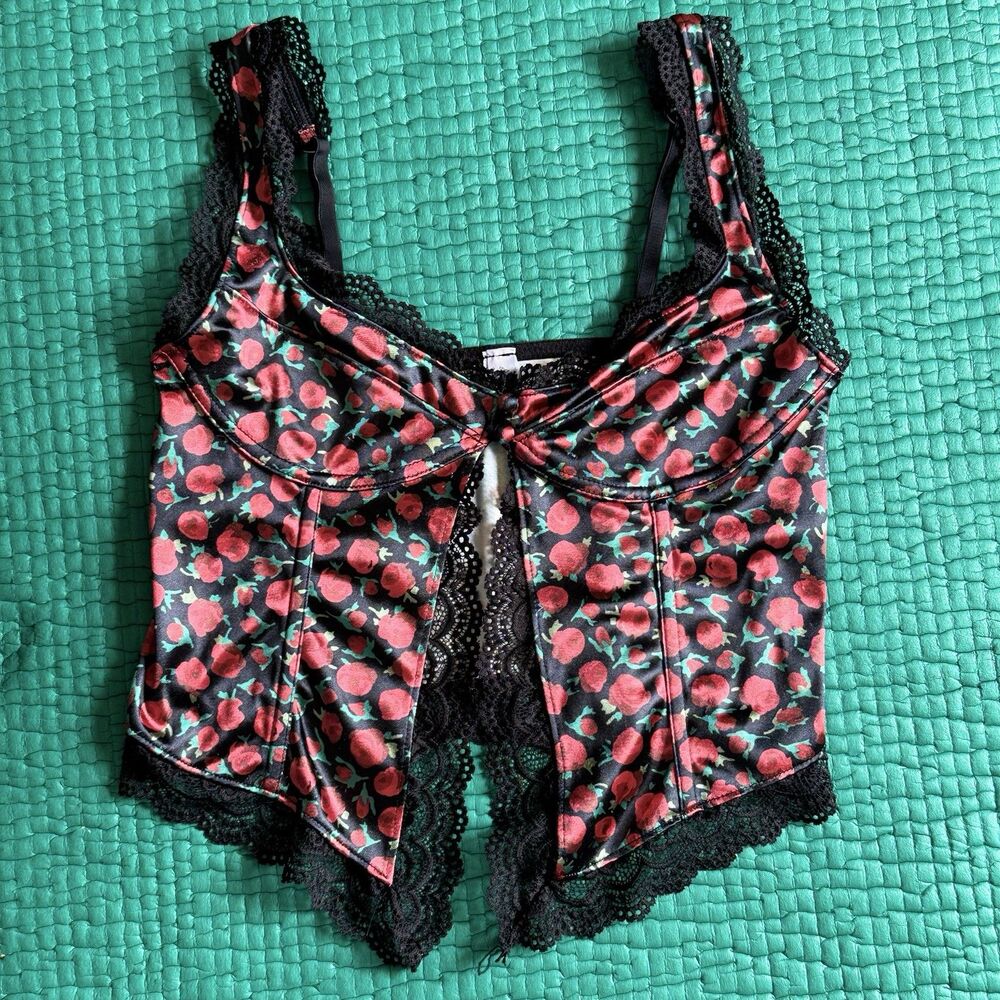 Out From Under Urban Rose Corset Boning Top Adjustable Straps Sz M $65.00 MSRP